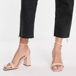 ASOS DESIGN Hilton barely there block heeled sandals in beige